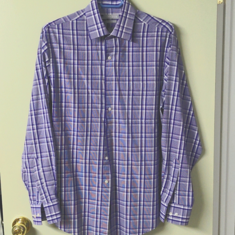 Van Heusen Dress Shirt Purple Plaid